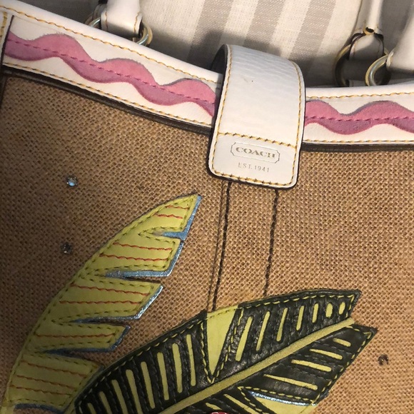 Coach Vintage Burlap Embroidered Bag EUC - Picture 3 of 8